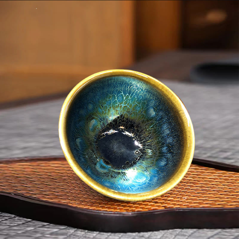 Teetasse Jianzhan Blau Tenmoku Keramik Vintage Porzellan
