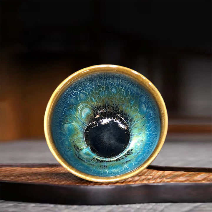 Teetasse Jianzhan Blau Tenmoku Keramik Vintage