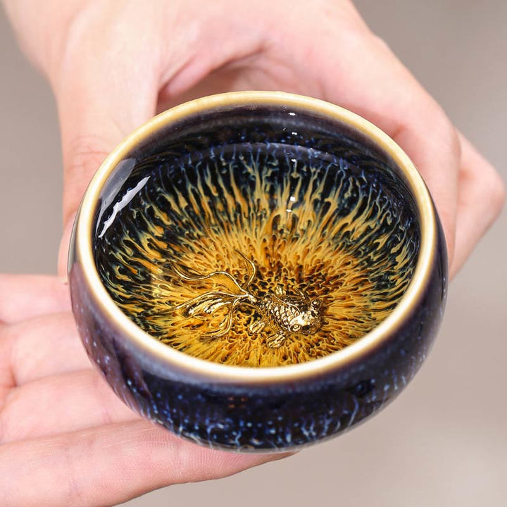 Teetasse Jianzhan Drache Phönix Keramik Gaiwan
