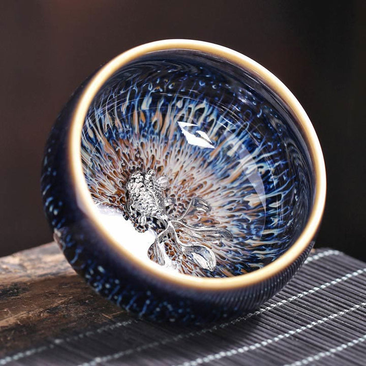 Teetasse Jianzhan Drache Phönix Keramik