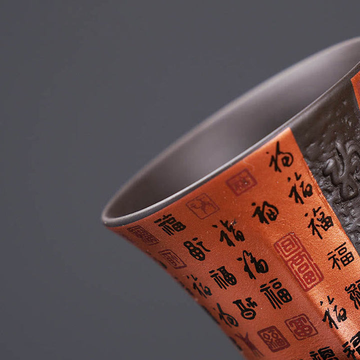 Teetasse Lila Ton Fu Zeichen Keramik 50ml Deko