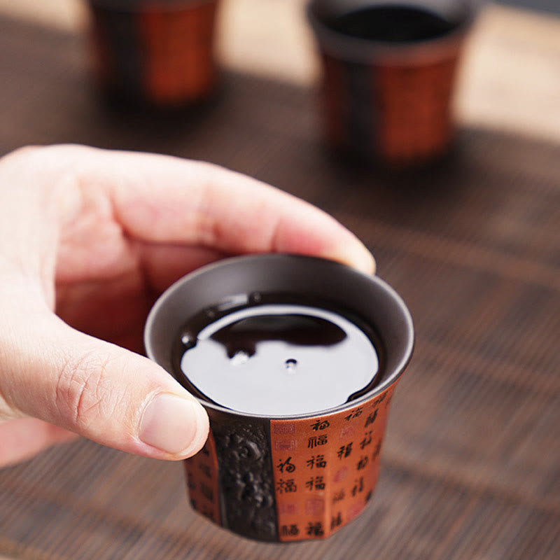 Teetasse Lila Ton Fu Zeichen Keramik 50ml Matcha