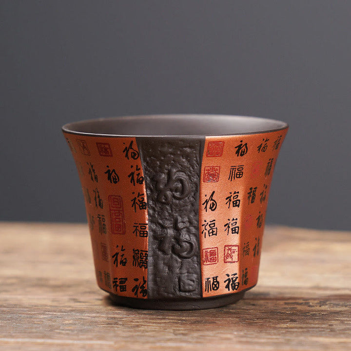 Teetasse Lila Ton Fu Zeichen Keramik 50ml