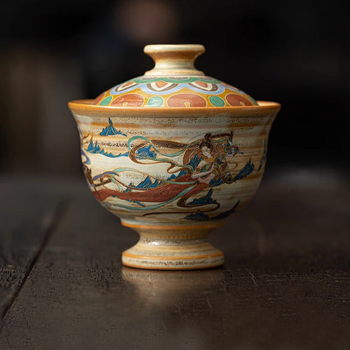 Teetasse Mit Deckel Gaiwan Sancai Apsara Keramik