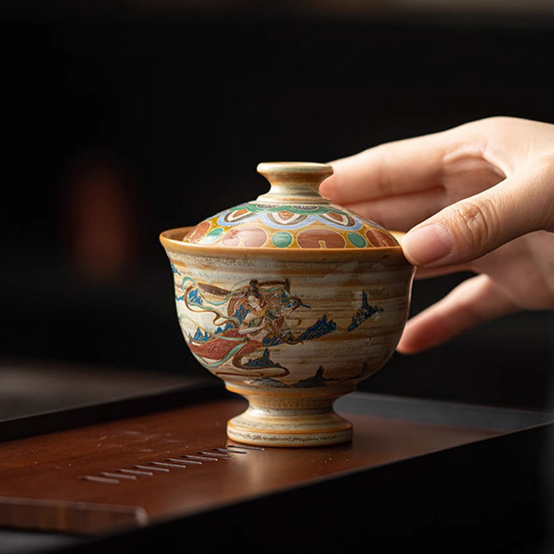 Teetasse Mit Deckel Gaiwan Sancai Apsara Porzellan