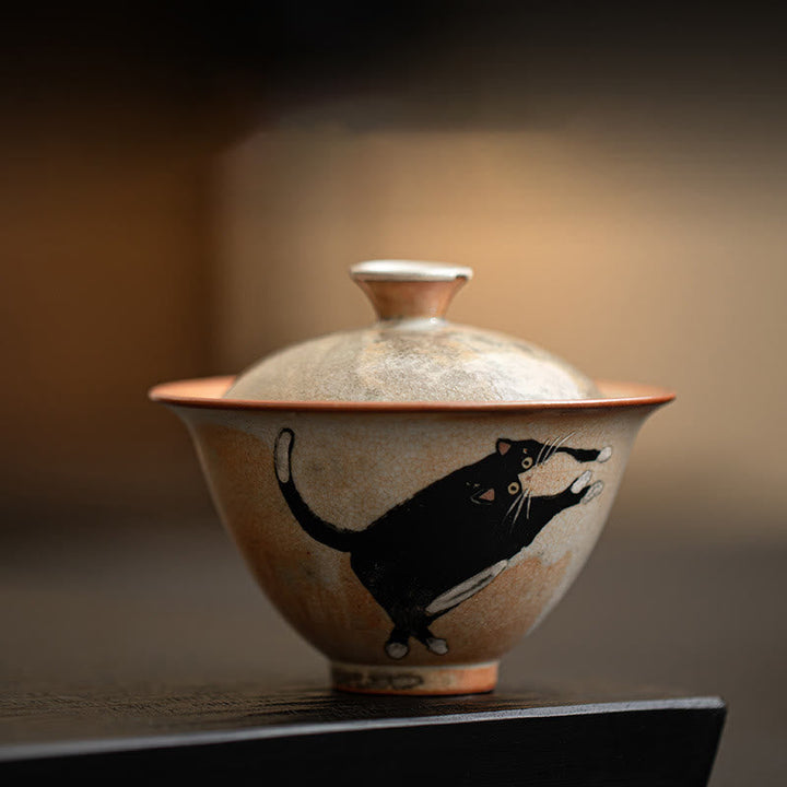 Teetasse Mit Deckel Katze Gaiwan Keramik