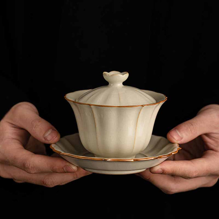 Teetasse Mit Deckel Pflaumenblüte Sancai Keramik Deko