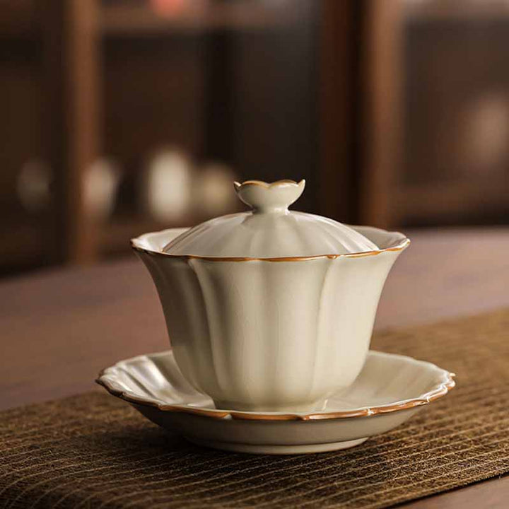 Teetasse Mit Deckel Pflaumenblüte Sancai Keramik Matcha