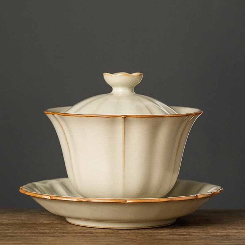 Teetasse Mit Deckel Pflaumenblüte Sancai Keramik Porzellan