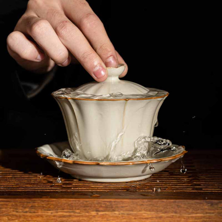 Teetasse Mit Deckel Pflaumenblüte Sancai Keramik Teezeremonie