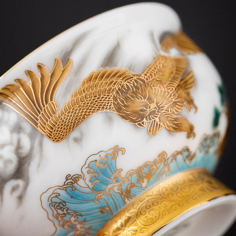 Teetasse Mit Goldrand Adler Drache Ozean Deko