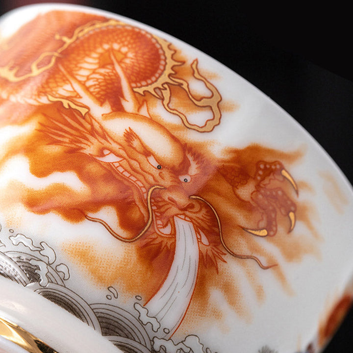 Teetasse Mit Goldrand Drache Phönix 170ml Geschenk