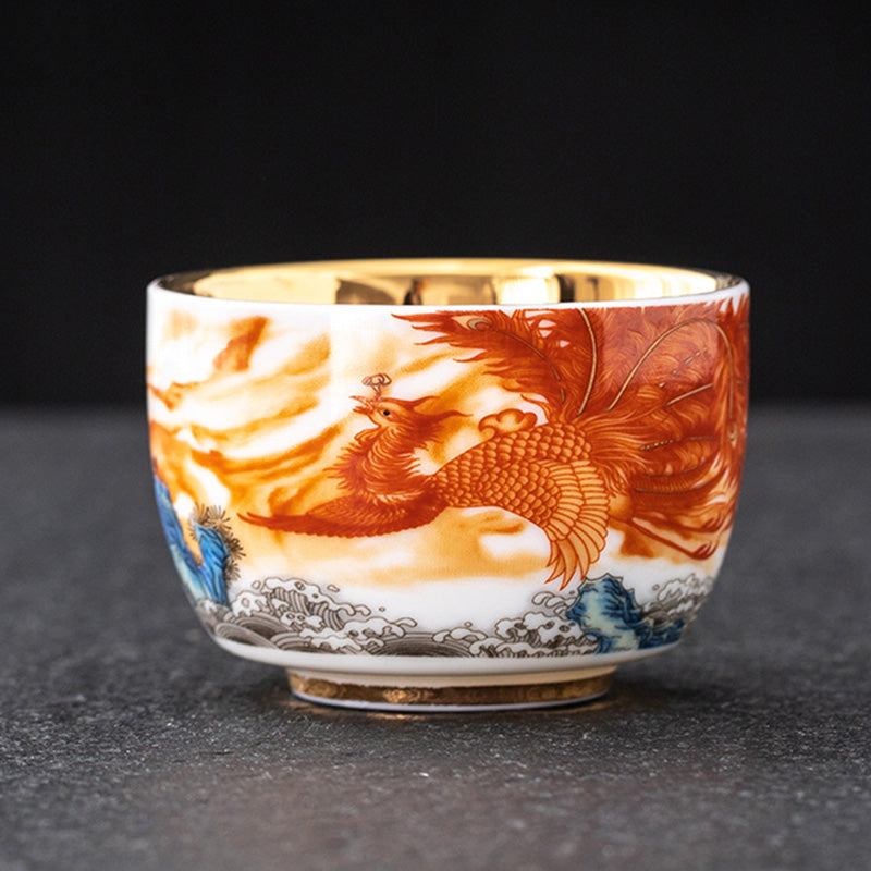 Teetasse Mit Goldrand Drache Phönix 170ml