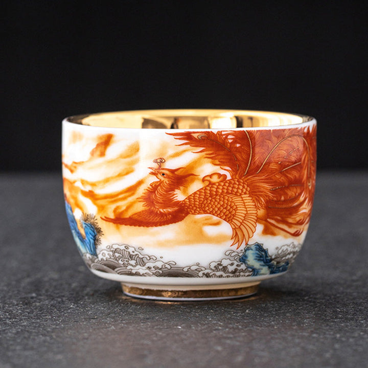 Teetasse Mit Goldrand Drache Phönix 170ml