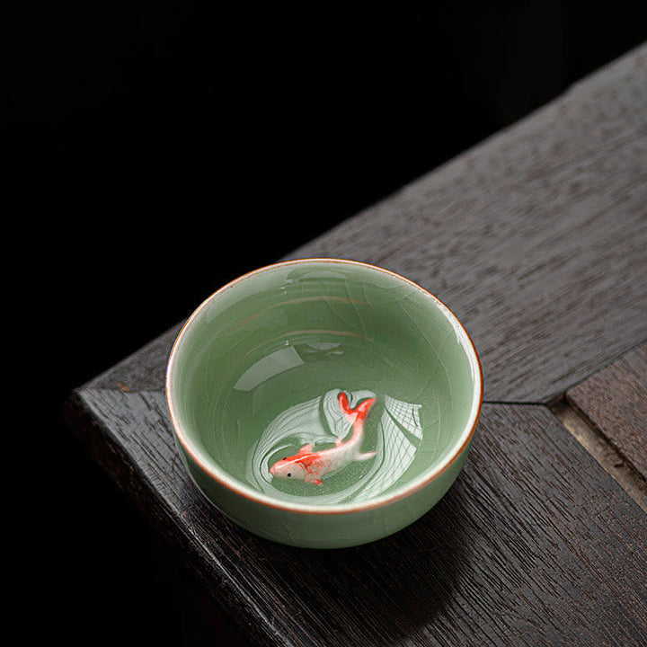 Teetasse Mit Goldrand Koi Fisch Keramik Deko