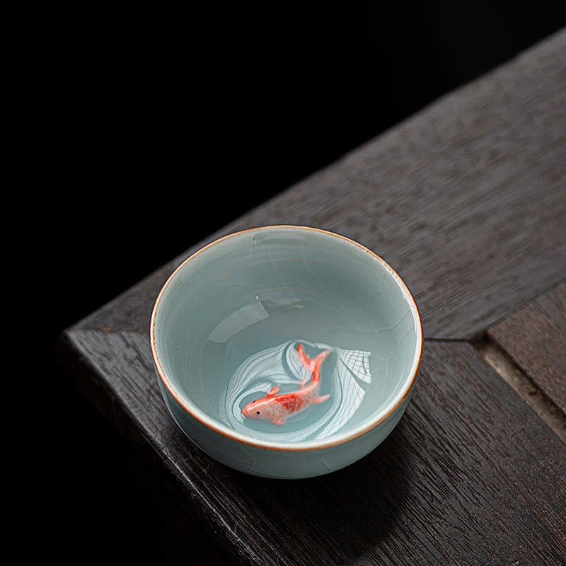 Teetasse Mit Goldrand Koi Fisch Keramik Geschenk