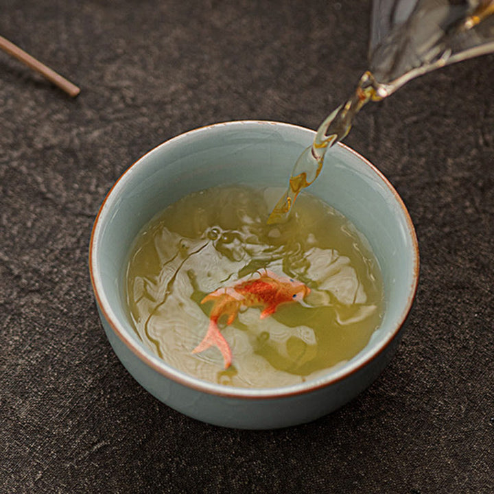 Teetasse Mit Goldrand Koi Fisch Keramik Matcha
