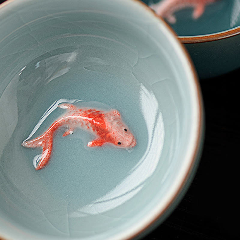 Teetasse Mit Goldrand Koi Fisch Keramik Teezeremonie