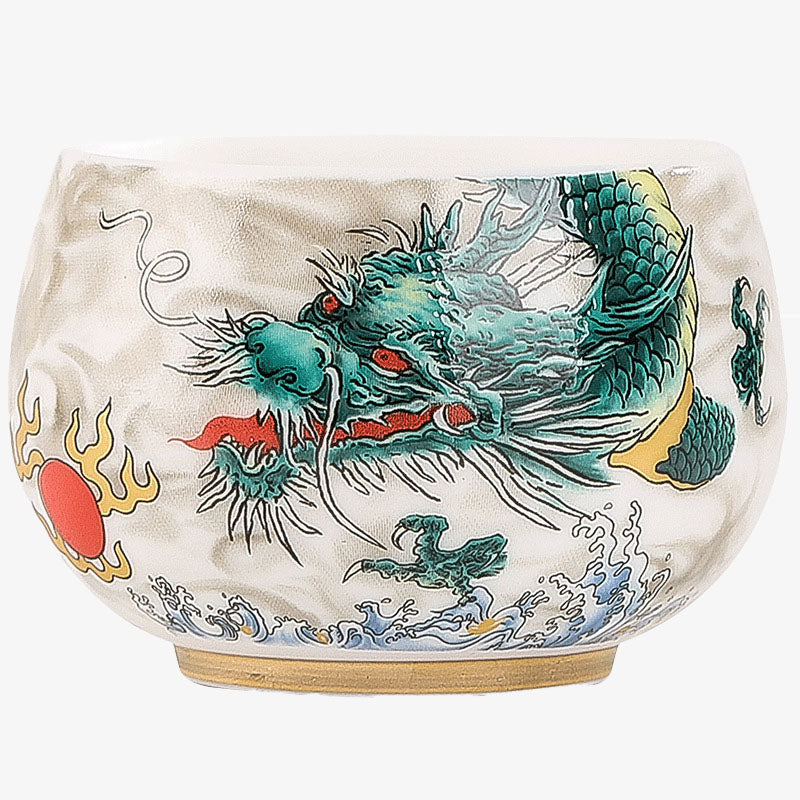 Teetasse Mit Henkel Drache Kranich Lotus Geschenk