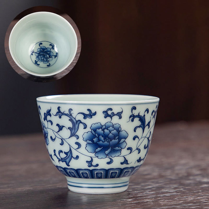 Teetasse Mit Henkel Blaue Landschaft Lotus Katze Deko