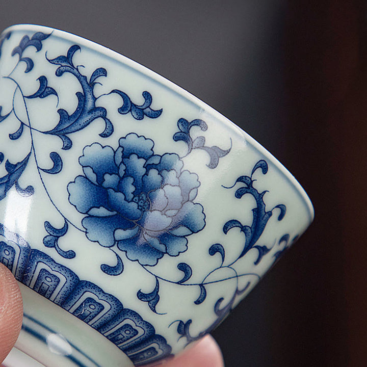 Teetasse Mit Henkel Blaue Landschaft Lotus Katze Geschenk