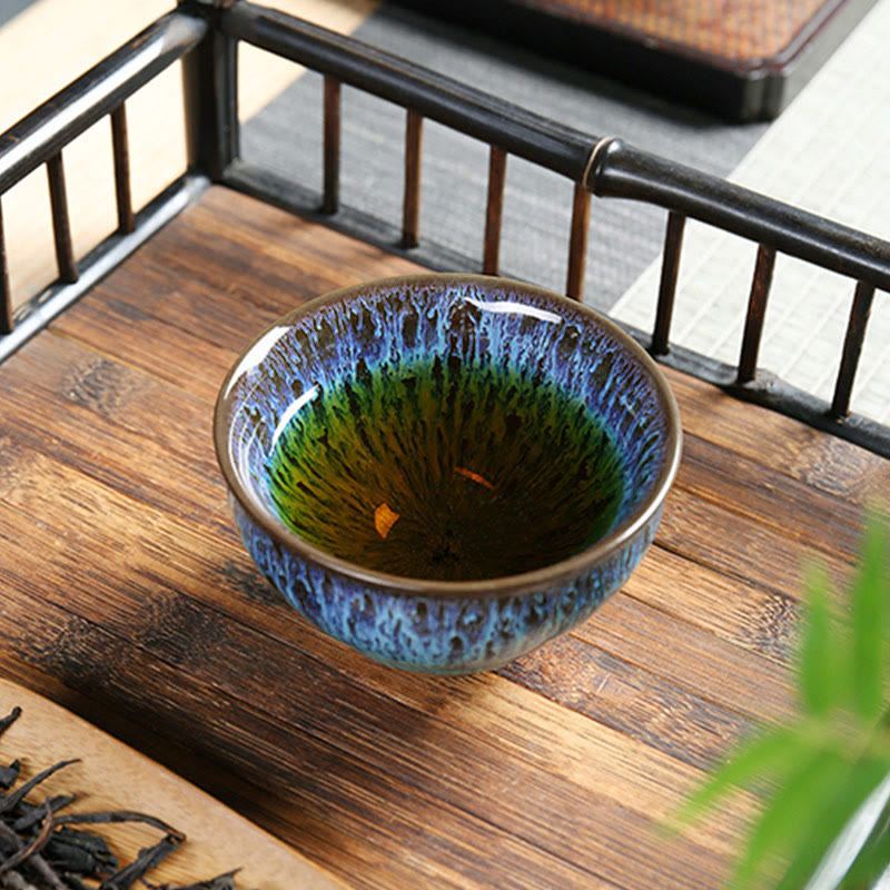 Teetasse Mit Henkel Seewellen Keramik Bunt Gaiwan