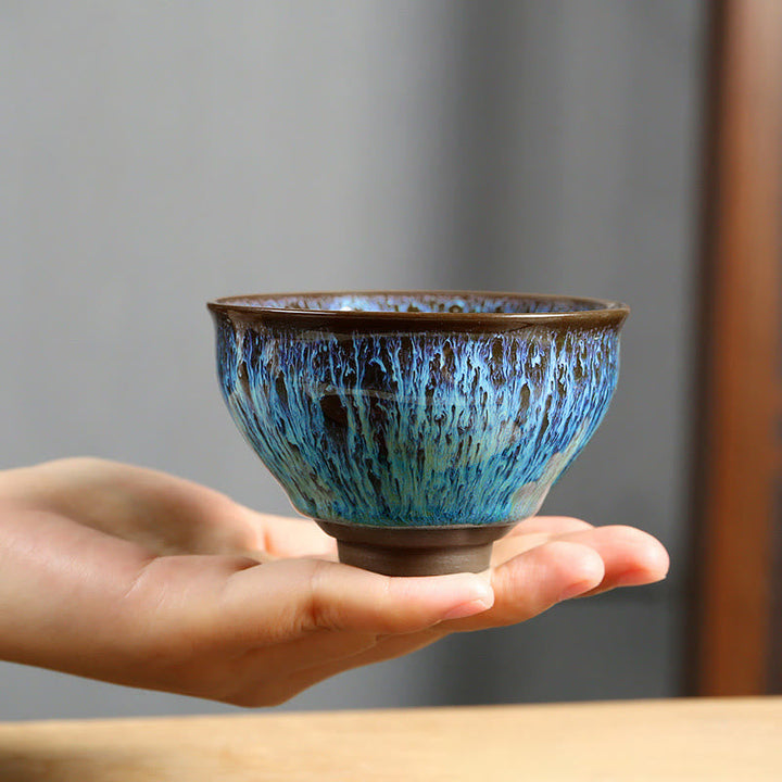 Teetasse Mit Henkel Seewellen Keramik Bunt Geschenk