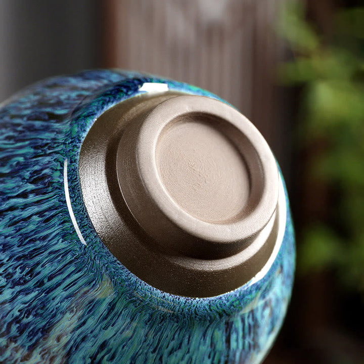 Teetasse Mit Henkel Seewellen Keramik Bunt Teezeremonie