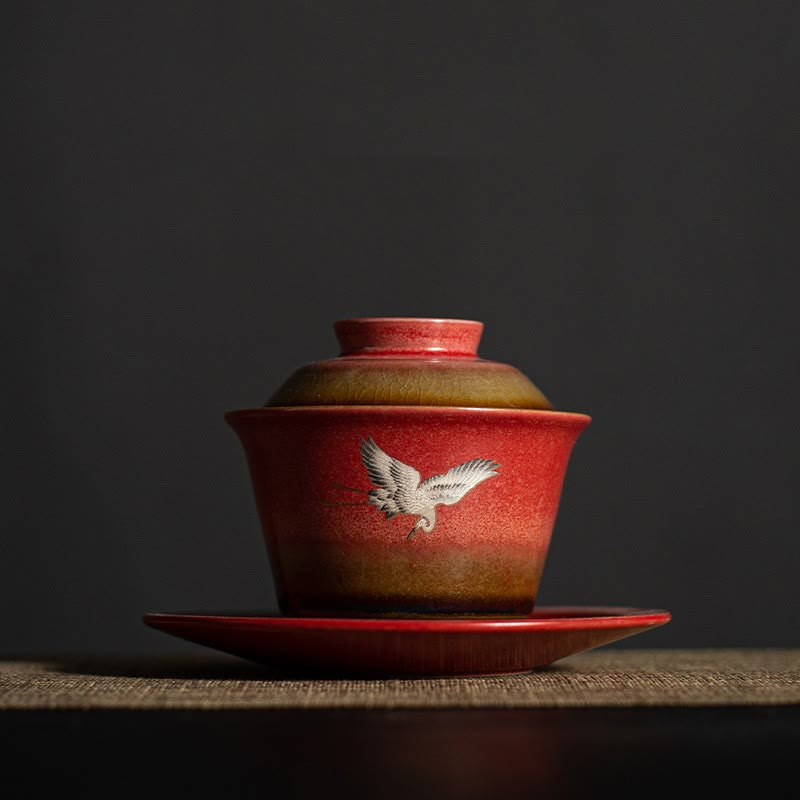 Teetasse Mit Sieb Und Deckel Kranich Sancai
