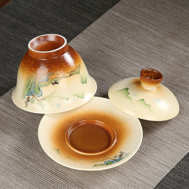 Teetasse Mit Untertasse Berglandschaft Sancai Gaiwan
