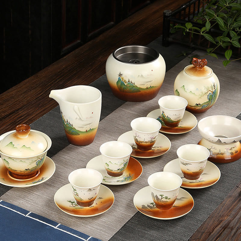 Teetasse Mit Untertasse Berglandschaft Sancai Teezeremonie