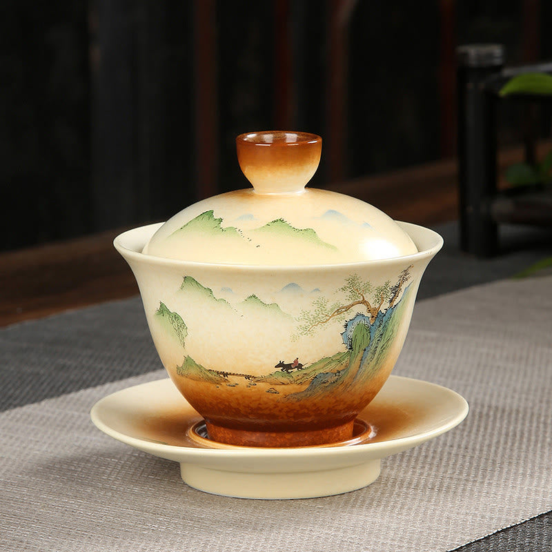 Teetasse Mit Untertasse Berglandschaft Sancai