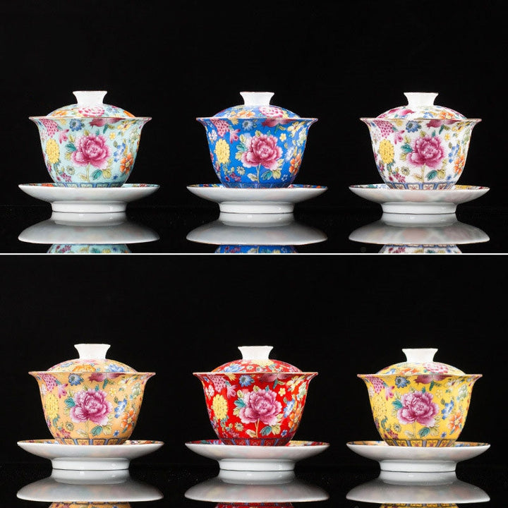 Teetasse Mit Untertasse Pfingstrose Gaiwan Keramik