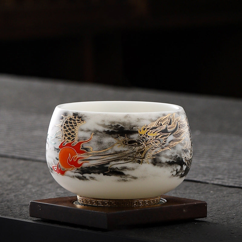 Teetasse Porzellan Drache Weiße Perle Geschenk