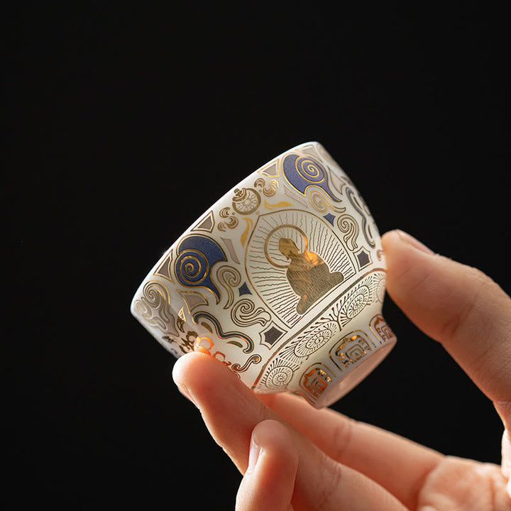 Teetasse Porzellan Buddha Thangka Weiß Wolken