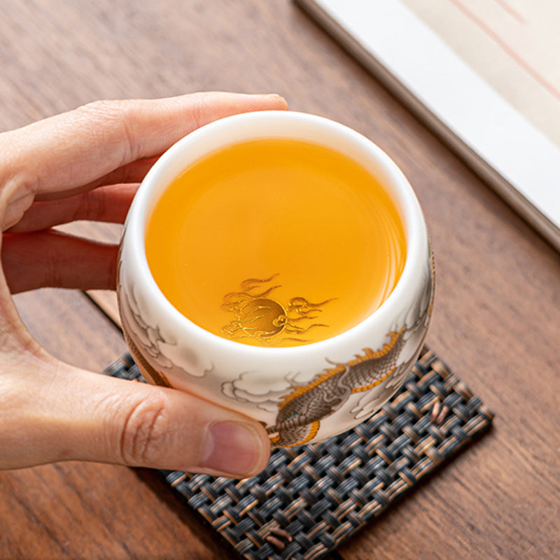 Teetasse Porzellan Drachen Phönix Geschenk