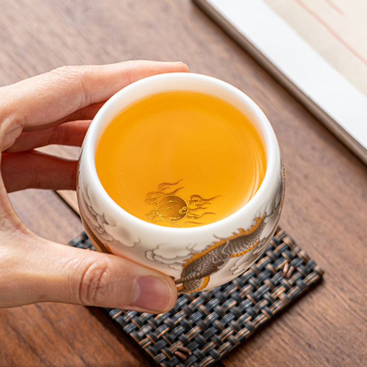 Teetasse Porzellan Drachen Phönix Geschenk