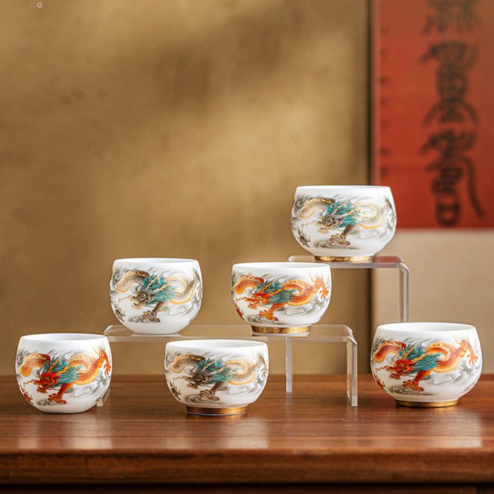 Teetasse Porzellan Drachen Phönix Keramik