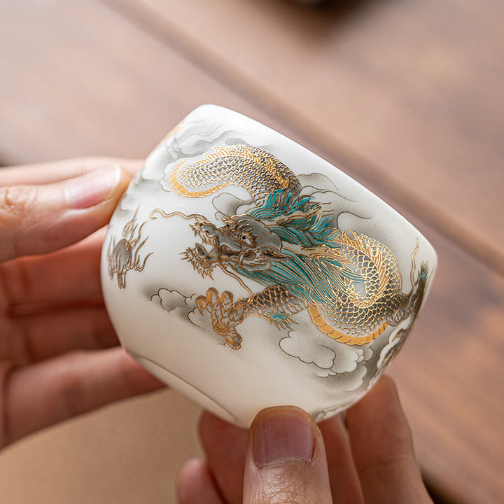 Teetasse Porzellan Drachen Phönix