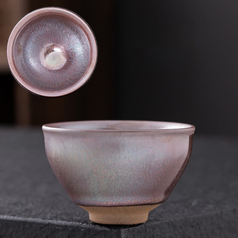 Teetasse Porzellan Jianzhan Rosa Gold Kung Fu Keramik