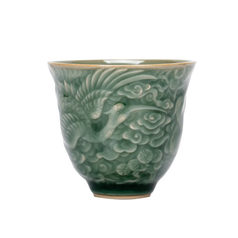 Teetasse Porzellan Kranich Kiefer 80ml Teezeremonie