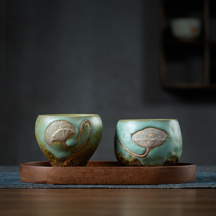 Teetasse Porzellan Lotus Gravur Kung Fu Deko