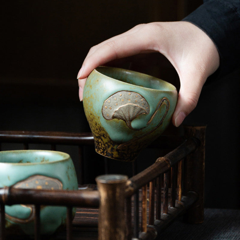 Teetasse Porzellan Lotus Gravur Kung Fu Gaiwan