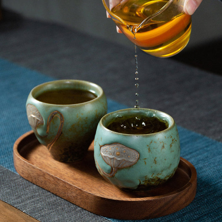 Teetasse Porzellan Lotus Gravur Kung Fu Keramik