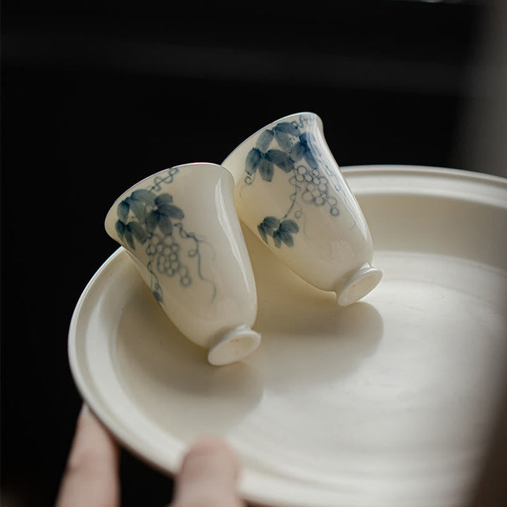 Teetasse Porzellan Trauben Handbemalt Kung Fu Deko