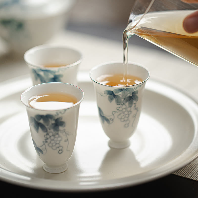 Teetasse Porzellan Trauben Handbemalt Kung Fu Matcha