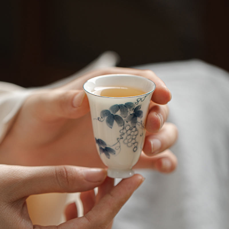 Teetasse Porzellan Trauben Handbemalt Kung Fu Teezeremonie
