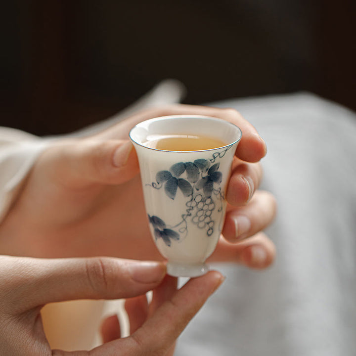 Teetasse Porzellan Trauben Handbemalt Kung Fu Teezeremonie