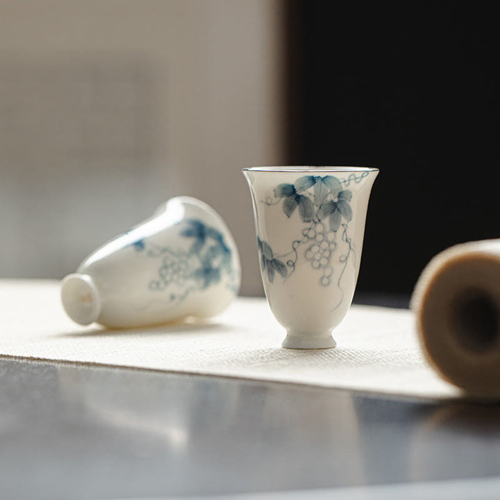 Teetasse Porzellan Trauben Handbemalt Kung Fu