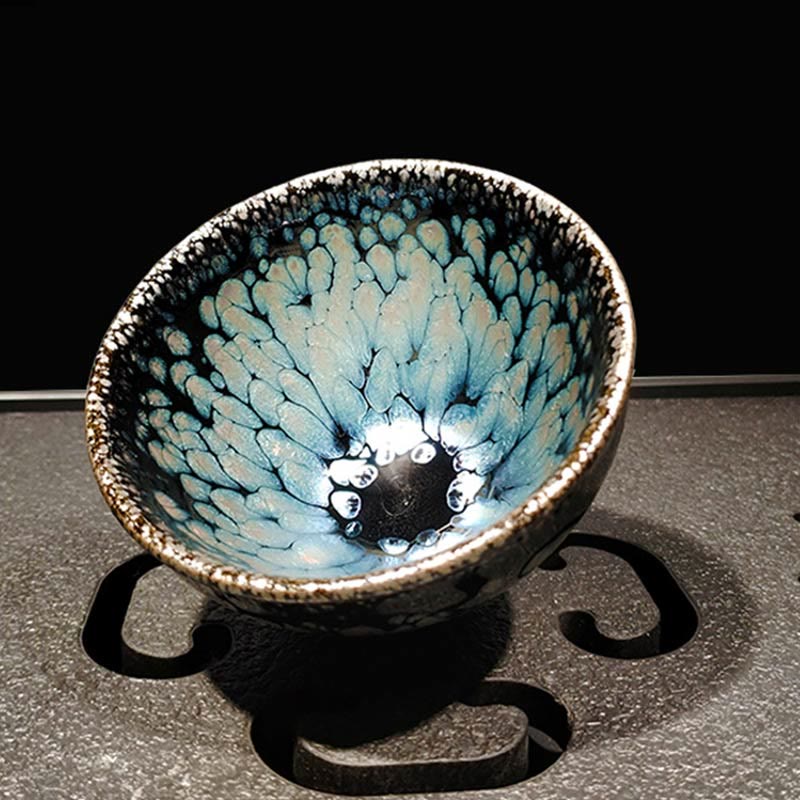 Teetasse Tenmoku Jianzhan Blau Gesprenkelt Keramik